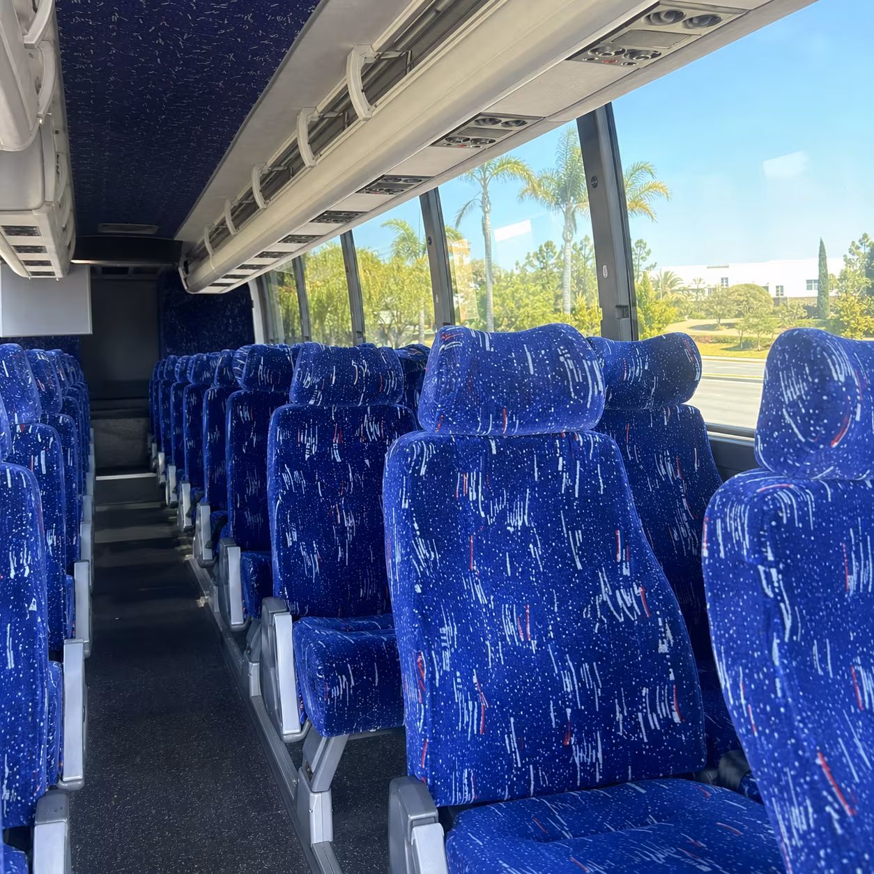 columbia 56 passenger charter bus interior